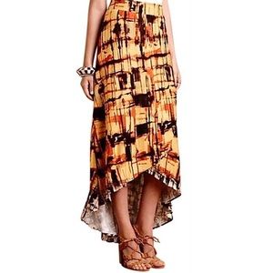 Anthropologie Sunlit Plaid High Low Midi Skirt